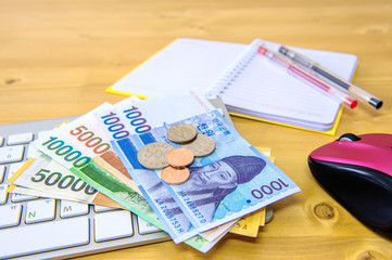 South Korean won currency and finance business. Business concept