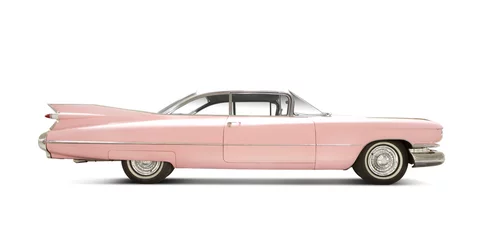 Fotobehang Oldtimers Cadillac Eldorado 1959 geïsoleerd op wit. Alle logo& 39 s verwijderd.