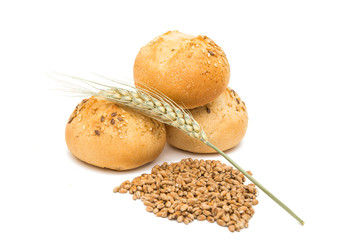 French bread rolls isolated