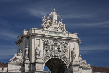 Fototapeta na wymiar Arco da Rua Augusta, stone triumph-like arch in Lisbon, Portugal
