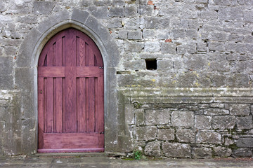 Fototapeta na wymiar Purple Gothic Church Back Door
