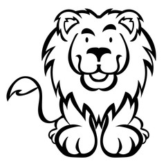 Cute lion cartoon isolated on white background as package design 
