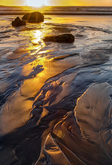 Sunset Reflects in Tidal Waters at Second Beach near La Push, Washington

