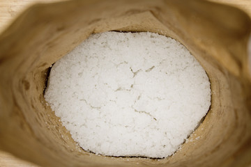 salt inside the package closeup shot