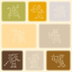 Seamless pattern with symbols from Aztec codices for your design