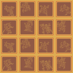 Seamless pattern with symbols from Aztec codices for your design