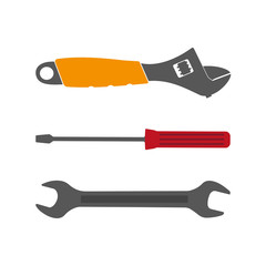 Set flat tool icons on white background