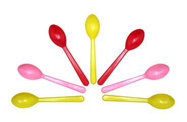 plastic spoon on white background