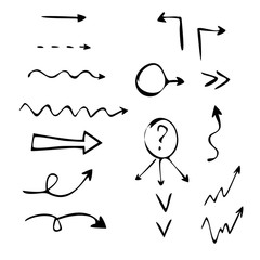 Hand drawn arrows set on a white background