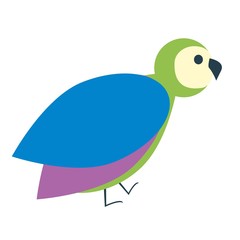 Cute colorful bird icon, flat illustration