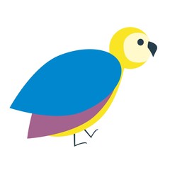 Cute colorful bird icon, flat illustration