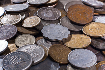 pile of coins (selective focus used)