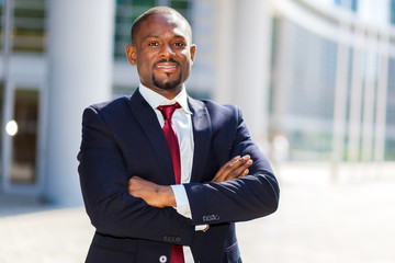 African businessman outdoor in a modern setting