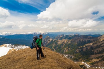 Obraz premium A man in mountain day autumn