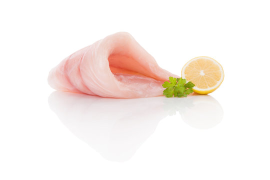 Fresh raw fish fillet isolated.