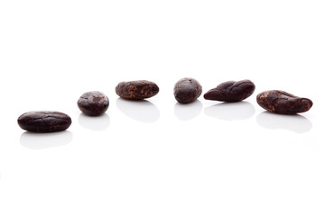Cocoa beans isolated.