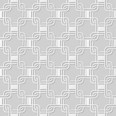 Vector damask seamless 3D paper art pattern background 278 Round Corner Cross Square
