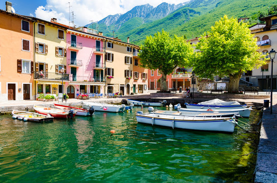 colorful harbour on Lake Garda, Italy