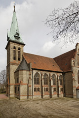 Fototapeta na wymiar Luther church in Georgsmarienhuette, Evangelical Lutheran Church from 1877, neo-gothic style church in Lower Saxony, Germany