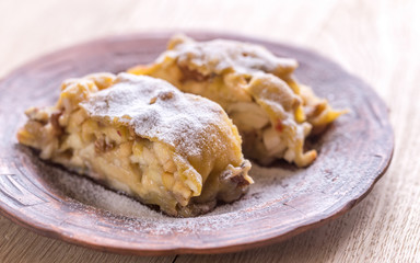 Apple strudel with walnuts