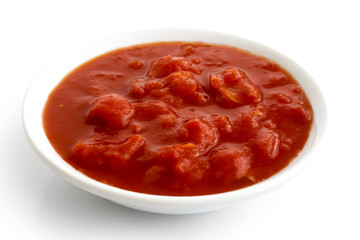 Bowl of chopped tomatoes.