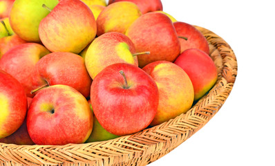 Red apple in a wattled basket