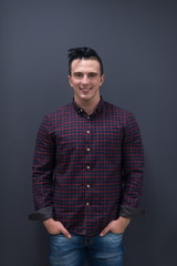 Obraz premium portrait of young startup business man in plaid shirt