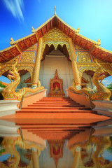 Naklejka premium Wat,Temples with golden dragons in Chiang Mai