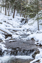 Weaver's Creek Falls Winter View in Owen Sound, Ontario, Canada