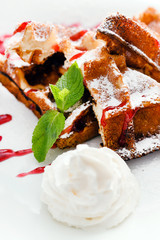 belgian waffle with whipped cream