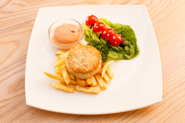 french fries with chicken cutlet for kids menu