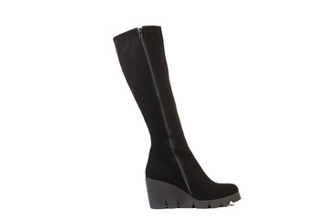 women's boots on a white background, suede shoes online store