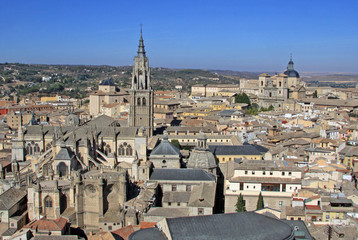 TOLEDO, SPAIN - AUGUST 24, 2012: Aerial view of Toledo. Toledo Cathedral