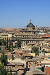 TOLEDO, SPAIN - AUGUST 24, 2012: Aerial view of Toledo. Hospital de Tavera - Musum  Duque de Lerma