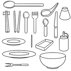 vector set of eating equipment