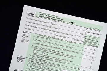 2015 1040EZ US tax form