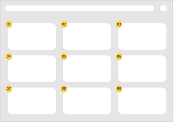 HDTV classical style 9 frame storyboard template grey