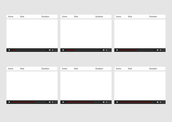 video player 6 frame storyboard template