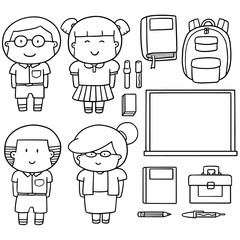 vector set of teacher and student