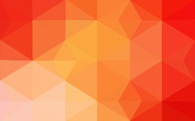 Multicolor red, yellow, orange polygonal design pattern, which consist of triangles and gradient in origami style.