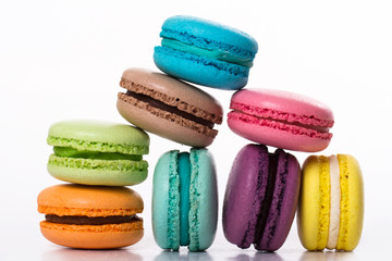 collection of multicolored macaroon lie and stand