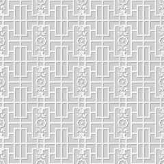 Vector damask seamless 3D paper art pattern background 287 Rectangle Flower Geometry
