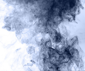 blue smoke on a white background. inversion