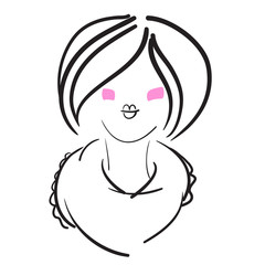 Hand drawn model woman vector icon illustration .