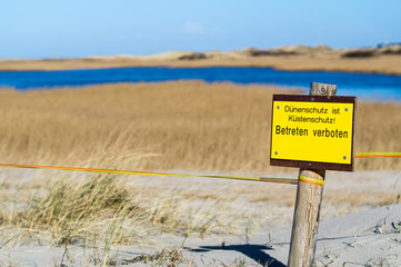Dünenschutz ist Küstenschutz Schild