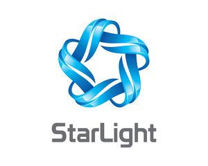 Colorful 3d circle star logo template. Star vector logo design b