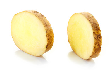 potato slices on white background