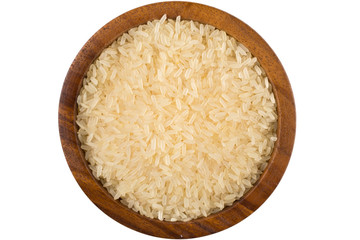 Rice in wooden bowl