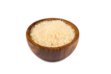 Rice in wooden bowl