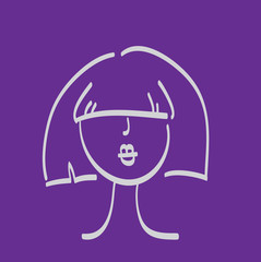 Hand drawn model woman vector icon illustration .